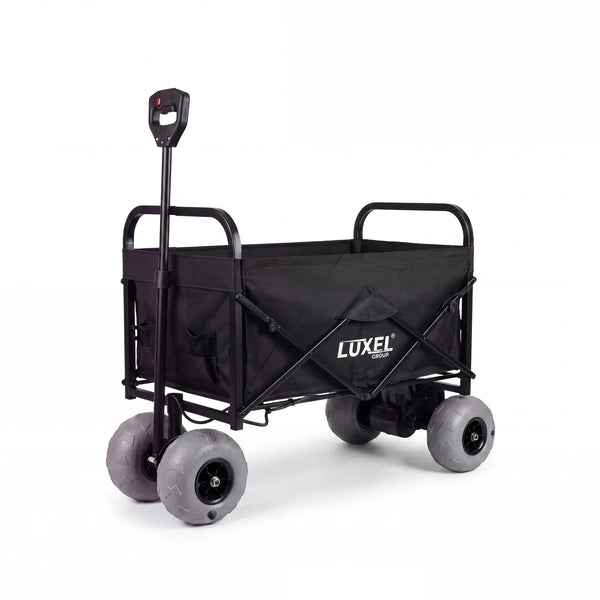 Electric Beach Wagon 500W – Motorized Folding Cart with Balloon Wheels Black