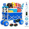 Electric Beach Wagon 500W – Motorized Folding Cart with Balloon Wheels Blue