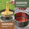 304 Stainless Steel 5-Piece Camping Cookware Set with Teflon Coating