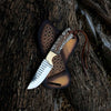 Rasp Steel Cowboy Knife – 8" Skinner with Pine Cone Handle & Crossdraw Sheath