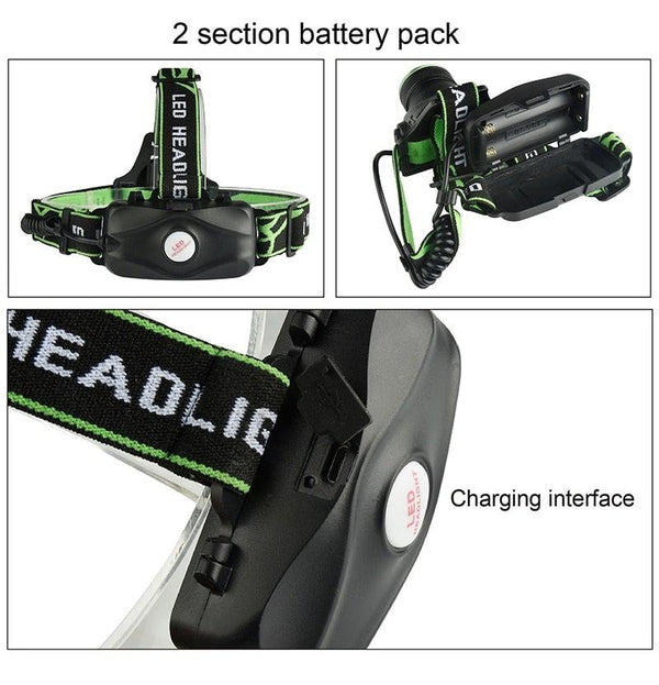 Rechargeable Adjustable 10000LM Led Headlamp Micro USB Charger Flashlight Head Lamp Portable Light Torch Flashlight For Night Work Camping Hiking  Walking