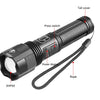 Rechargeable Adjustable Led Flashlights With High Lumen With Battery Display Super Bright Waterproof Flashlight  5 Lighting Modes For Adventure Hiking Camping Hunting New Design