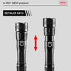 Rechargeable LED Flashlights High Lumens Waterproof Zoomable Super Bright Tactical Flashlight Powerful  USB LED CREE Flashlight  Hand Lamp For Hiking Camping Household Outdoor Sport