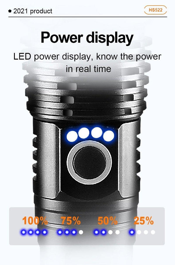 Rechargeable LED Flashlights High Lumens Waterproof Zoomable Super Bright Tactical Flashlight Powerful  USB LED CREE Flashlight  Hand Lamp For Hiking Camping Household Outdoor Sport