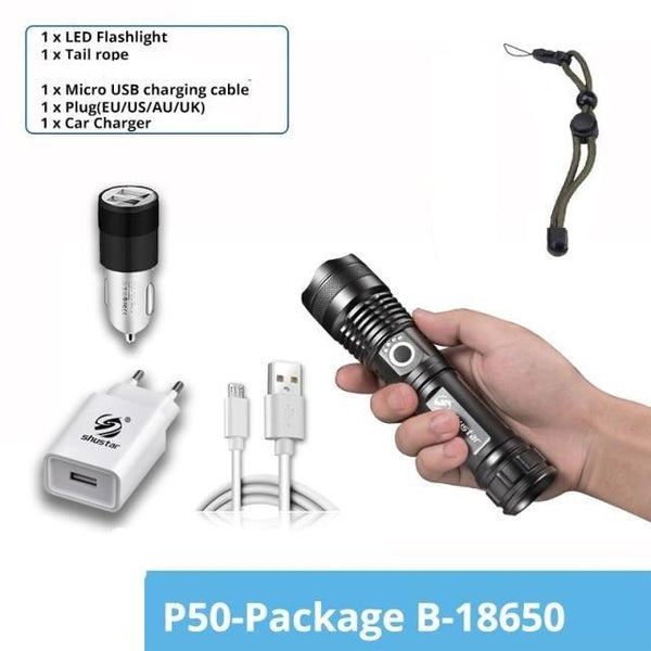 Rechargeable LED Flashlights Waterproof Hnadheld Super Bright High Lumens  Zoomable Powerful Lamp Bead Flashlight Torch For Outdoor & Indoor Camping Running Fishing Hiking Lamp