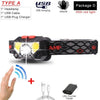 Rechargeable Powerful USB LED High Lumen Headlamp Ultra-Light Bright Headlight Waterproof Sensor Head Light  For Outdoors Camping Running Hiking Biking Fishing