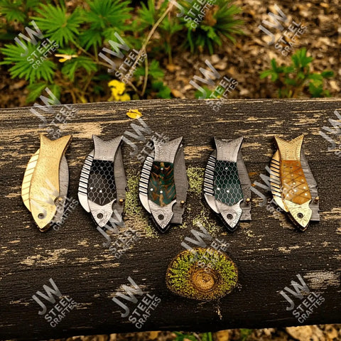 Hand Forged Damascus Steel Folding Knife – Honeycomb, Pinecone & Brass Handle Variations