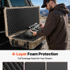 52" Hard Rifle Case, Lockable Rifle Case with Pre-cut Foams, Gun Storage with Wheels, Heavy Duty IP67 Waterproof & Dustproof Pistol Storage Cases for Rifles, Shotguns, Airsoft Guns