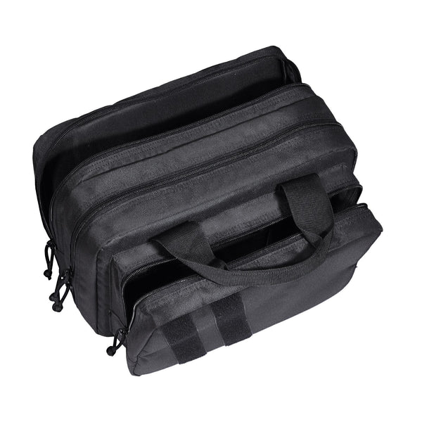 Range Bag for 2 Pistols, Tactical Gun Bag with 2 Built-in Removable Pistol Bags & 6 Detachable Magazines, Gun Range Bag for Outdoor Hunting Shooting, Lockable Carrying Handgun Bag Case