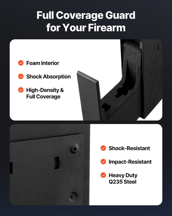 Gun Safe, Slider Handgun Gun Safe with Fingerprint/Password/Key, 3-Way Quick Access Firearm Case Box with Lighting for 1 Pistol & Magazine, Mounted Pistol Gun Box for Nightstand Bedside Desk Car
