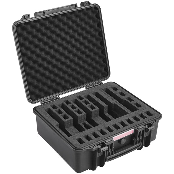 Hard Pistol Cases with Pre-cut Lining, Waterproof & Dustproof Hard Gun Case for 6 Pistol, 19.3×17.1×8.3 in Lockable Pistol Case, Black