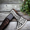 Celtic Knotwork Viking Axe – Hand-Forged Bearded Battle Axe with Carved Handle