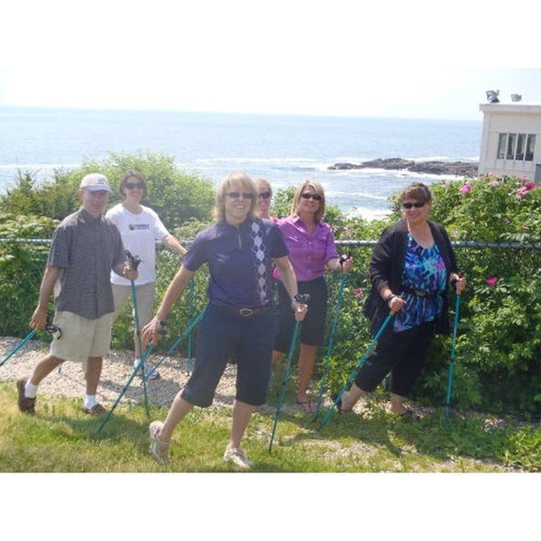 Official Nordic Walking Poles - True Nordic Glove Grip w-flip locks, detachable feet and travel bag - pair - For Heights up to 6’2”