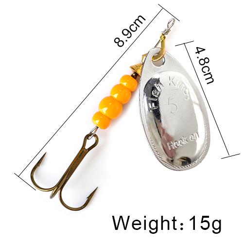 FISH KING Spinner Bait 3.9g 4.6g 7.4g 10.8g 15g Spoon Lures pike Metal With Treble Hooks Arttificial Bass Bait Fishing Lure - HuntPost Marketplace