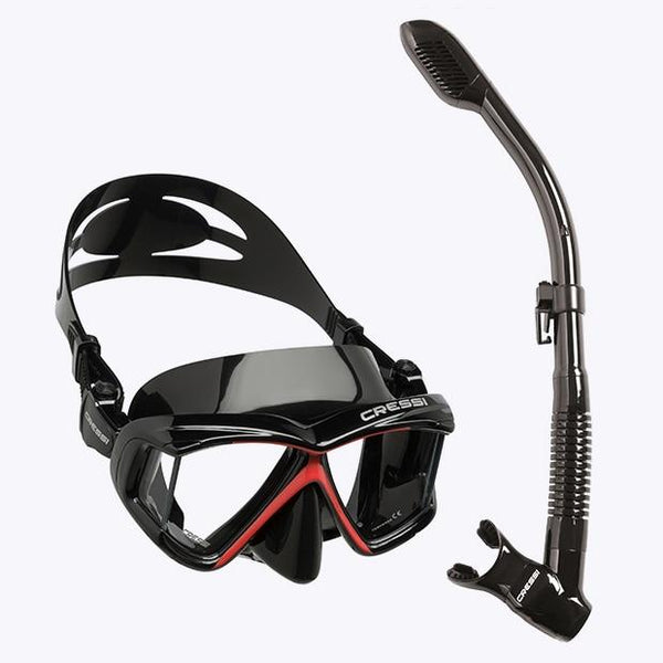 Cressi PANO4 + DRY Snorkeling Set Silicone Skirt Four-Lens Panoramic Scuba Diving Mask Dry Snorkel  for Adults - HuntPost Marketplace