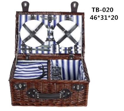 Wicker Basket Wicker Camping Picnic Basket Outdoor Willow Picnic Baskets Handmade Picnic Basket Set for 4Persons Picnic Party