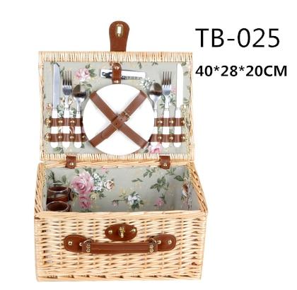 Wicker Basket Wicker Camping Picnic Basket Outdoor Willow Picnic Baskets Handmade Picnic Basket Set for 4Persons Picnic Party - HuntPost Marketplace