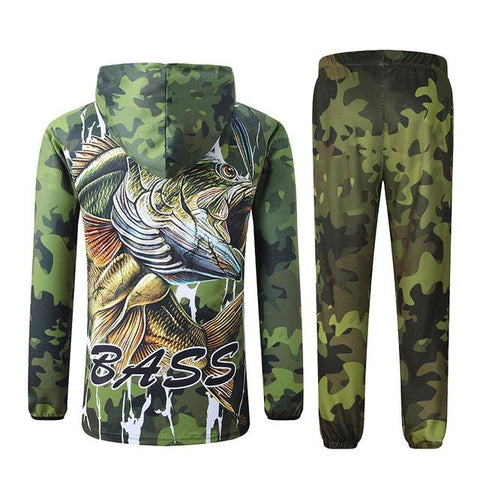 SPATA New BASS Fishing Clothes Anti UV Sun Protection Long Sleeve t Shirt men Camouflage Pants Fishing Jacket Set Shirt Clothing - HuntPost Marketplace
