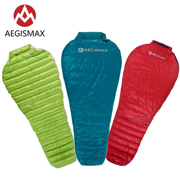 AEGISMAX Ultra-Light Adult Outdoor Camping Down Sleeping Bag Nylon Mummy Three Season Goose Down Sleeping Bag