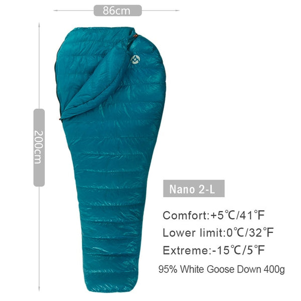 AEGISMAX Ultra-Light Adult Outdoor Camping Down Sleeping Bag Nylon Mummy Three Season Goose Down Sleeping Bag