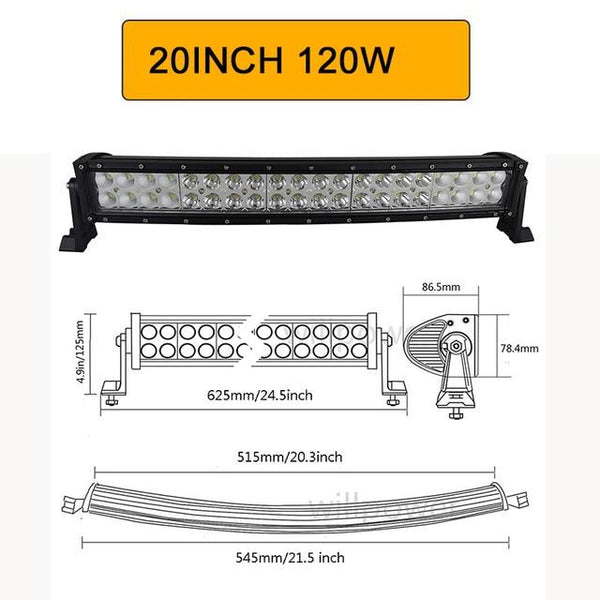 Auxtings 22 32 42 50 52'' Inch Curved Led Light Bar COMBO Led Work light 3D 7D bar Driving Offroad Car Truck 4x4 SUV ATV 12V 24V - HuntPost Marketplace