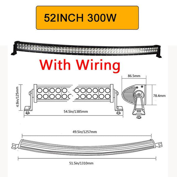 Auxtings 22 32 42 50 52'' Inch Curved Led Light Bar COMBO Led Work light 3D 7D bar Driving Offroad Car Truck 4x4 SUV ATV 12V 24V - HuntPost Marketplace