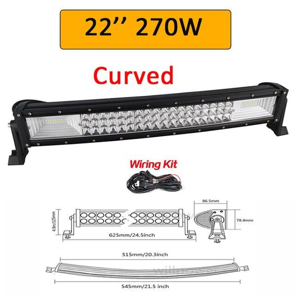 Auxtings 22 32 42 50 52'' Inch Curved Led Light Bar COMBO Led Work light 3D 7D bar Driving Offroad Car Truck 4x4 SUV ATV 12V 24V - HuntPost Marketplace