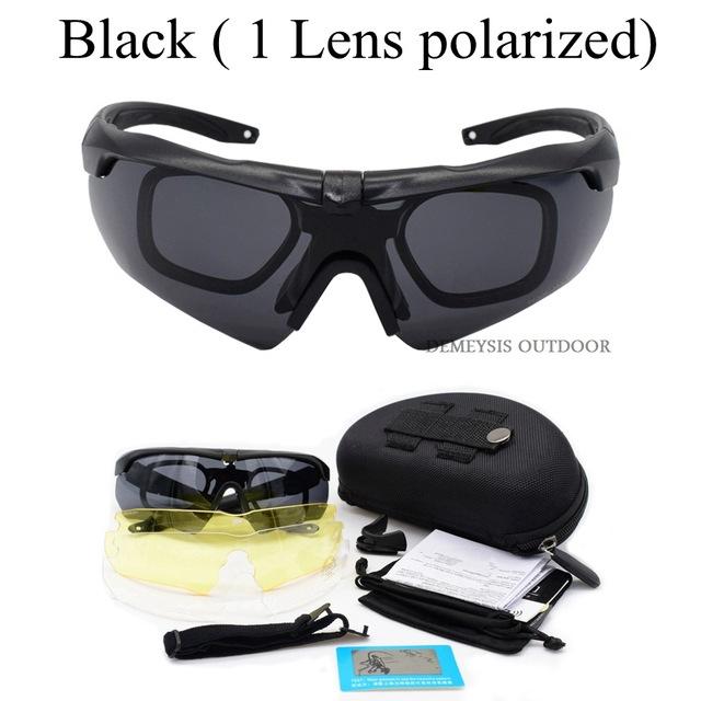black combat goggles Outdoor Sport Tactical Glasses w/ Myopia Frame Professional Polarized