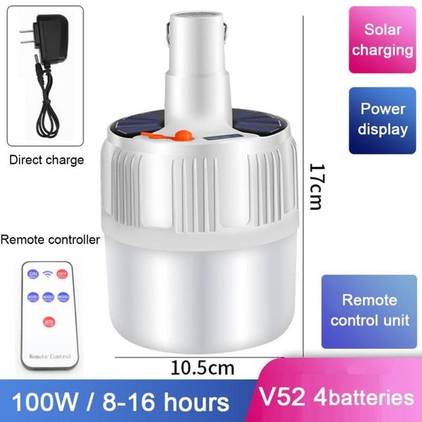 Outdoor Rechargeable Remote control LED Bulb Lamp Solar Charge Portable Emergency Night Market Light Outdoor Camping Fishing 9