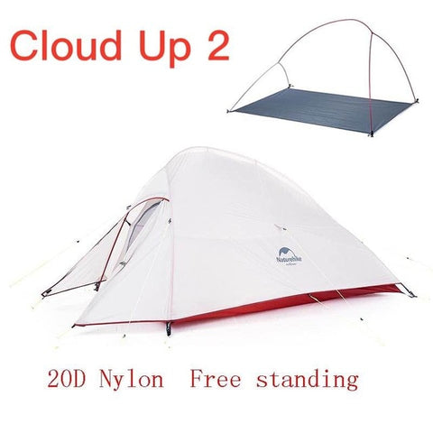 Naturehike Upgraded Cloud Up Series Ultralight Camping Tent Waterproof Outdoor Hiking Tent 20D Nylon  Tent With Free Mat