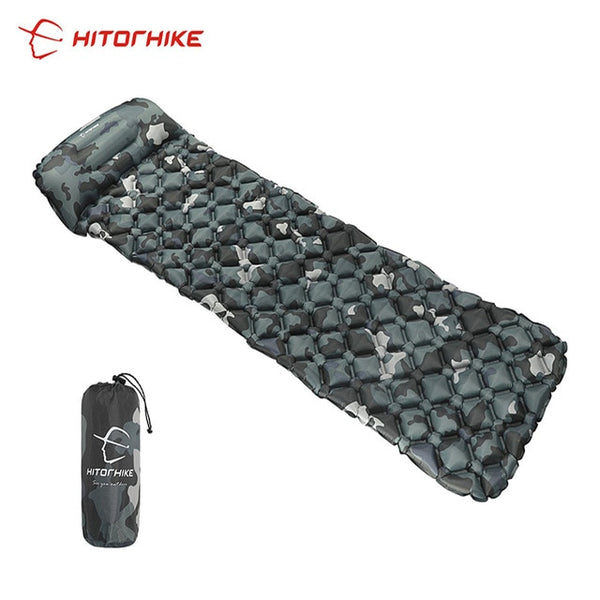 Hitorhike innovative sleeping pad fast filling air bag camping mat inflatable mattress with pillow life rescue 550g  cushion pad