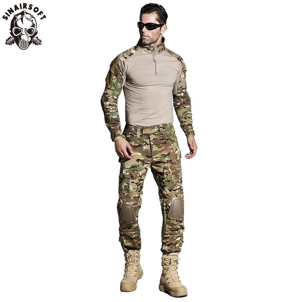 SINAIRSOFT Tactical G3 BDU Camouflage Combat Uniform Airsoft Shirt Pants With Knee Pads Military Multicam Hunting Camo Clothes - HuntPost Marketplace