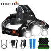 LED Headlamp High Lumens T6 Ultra Bright 3LED Headlight 4 Modes USB Rechargeable Waterproof Outdoor Flashlight Fishing Hunting