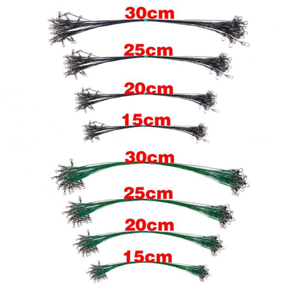 3PC Anti Bite Fishing Line Steel Front Wire Leader with Swivel Fishing Wire Core Leash Fishing Accessories 15/20/25/30cm - HuntPost Marketplace