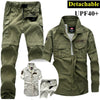 5XL Men Detachable Quick Dry Shirt Pants Suit Spring Summer Mesh Breathable Outdoor Hiking Sport Tactical Shirt Military Clothes