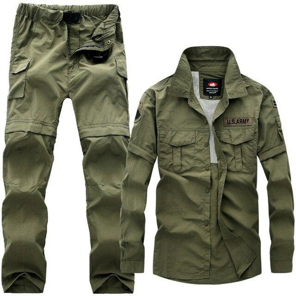 5XL Men Detachable Quick Dry Shirt Pants Suit Spring Summer Mesh Breathable Outdoor Hiking Sport Tactical Shirt Military Clothes - HuntPost Marketplace