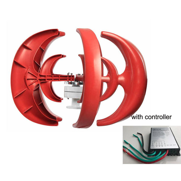 Small Vertical Axis 450W 12V 24V 48V 5 Red / White Blades Wind Turbine Generator Power with Waterproof DC Charger Controller - HuntPost Marketplace