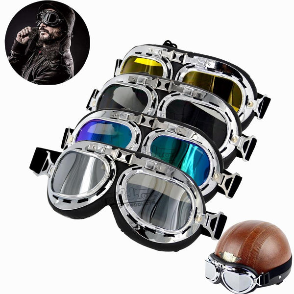 Retro Motorcycle Goggles Glasses Motorbike Pilot Steampunk Vintage ATV Biker Scooter Cruiser Jet Helmet Cycling Ski Sunglasses - HuntPost Marketplace