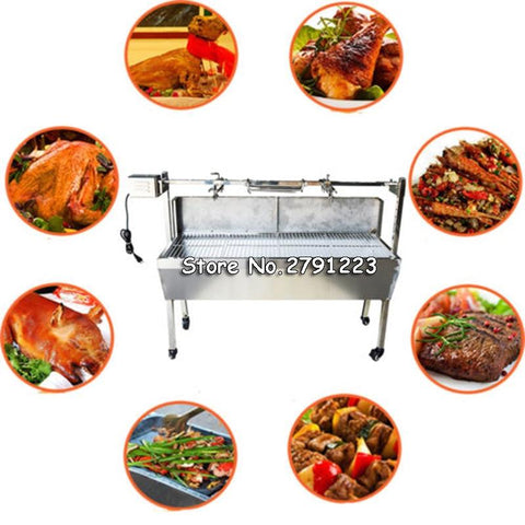 35" Stainless Steel BBQ Pig Goat Chicken Spit Roaster Multifunctional Electric barbecue grill convention with Windshield 220V