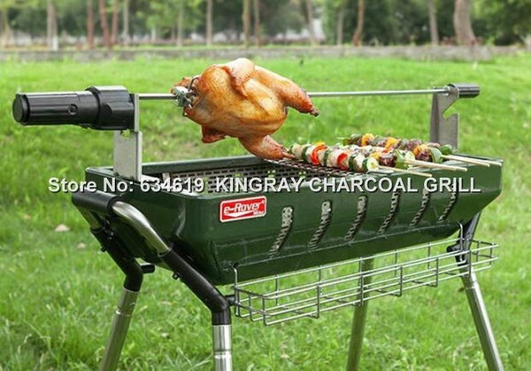 2019 Outdoor Folding Enamel Thickened Charcoal BBQ Grill Portable Barbecue Grill Rotary Skewer Bbq Tool - HuntPost Marketplace