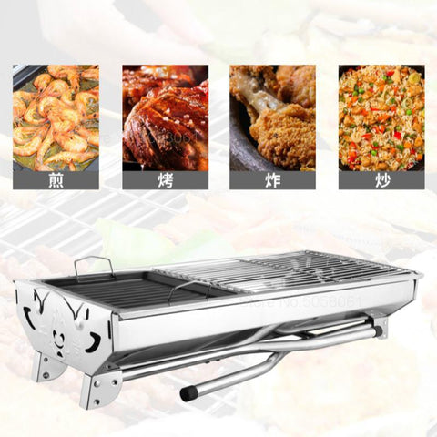 Stainless steel barbecue home charcoal outdoor barbecue field barbecue tool full set thickening stove bbq shelf