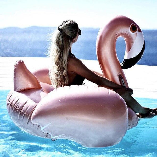 Inflatable Swimming Pool Float Summer Lake Beach Giant Ride on White Swan Swimming Lounge Rose Gold Flamingo Lifebuoy Toys Raft - HuntPost Marketplace