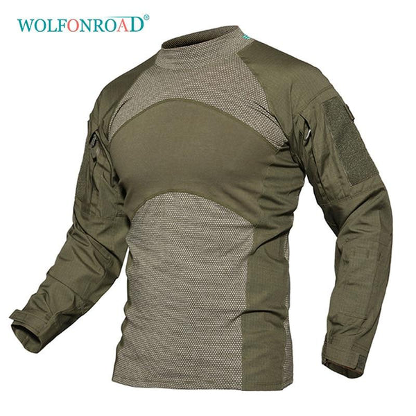 WOLFONROAD Men Army Green Rip-stop Tactical T Shirts Long Sleeve Camouflage Hiking T-Shirt Autumn Hunting Paintball Clothing - HuntPost Marketplace