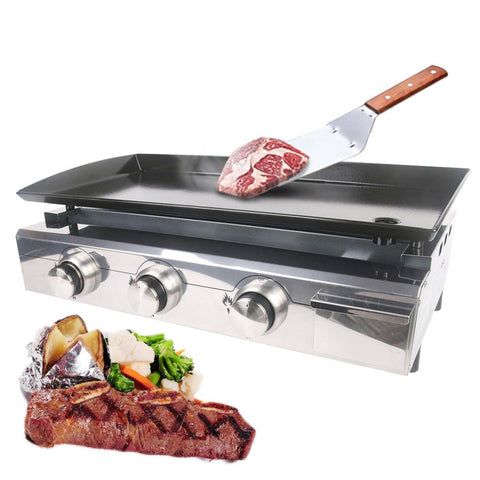 High Quality LPG Gas BBQ Grills 3 Burners Gas Griddle Plancha Outdoor Barbecue Tools Heavy Duty Machine Camping Cooking Machine